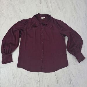 Max Studio Deep Burgundy Button Down Shirt